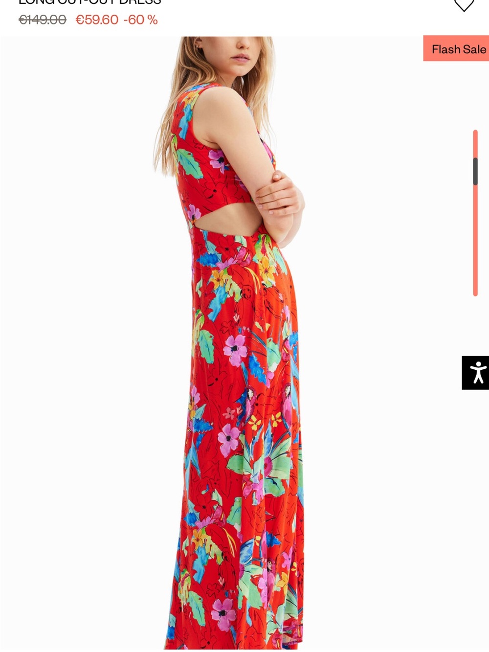 Desigual Red Tropical Cutout Maxi Dress with Multicolor Floral Print - Picture 2 of 5